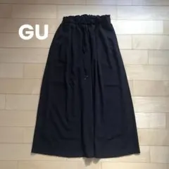 S GU ジーユー ワイドパンツ 黒 ブラック 速乾 裏地あり 秋
