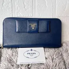 美品 PRADA サフィアーノ 三角ロゴ 長財布 コバルト メンズ - メルカリ