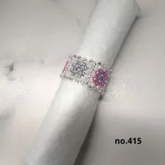 no.415ハンドメイドビーズリングレトロフラワー柄太リングピンク×パープル系