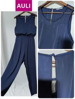 送料込匿名　パーティーイベント　AULI　上品ノースリーブパンツドレス　濃紺