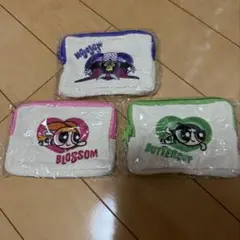 パワーパフガールズ ガチャ　チャーム付き刺繍ポーチ　3個セット