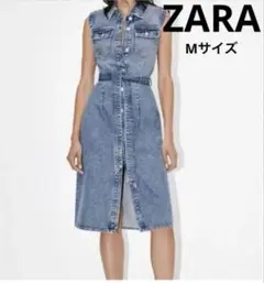 ★限定特価★ZARA ザラ ノースリーブ　デニムワンピース　ミディアム丈
