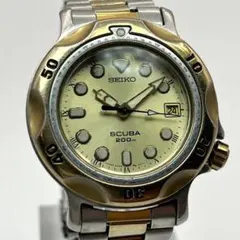 新品電池/SEIKO SCUBA 200M ヴィンテージ 時計 メンズ ゴールド