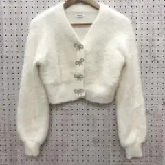 ガーリー ウィッシュコア コケット 古着 シャギーニット ショートカーディガン