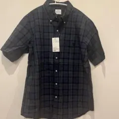 coen ネイビー系チェック 半袖シャツ L