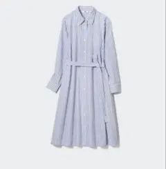 UNIQLO コットンAライン シャツワンピース(長袖)Sサイズ ストライプ