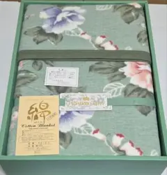 新品 カネボウ シルク混 ブルー花柄 肌掛け布団 150×200 ワイド&ロング