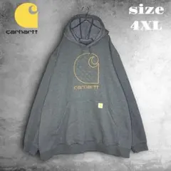 美品 US古着 カーハート 4XL ビッグシルエット ロゴ刺繍 パーカー
