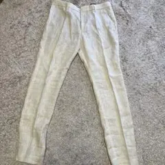 H&M スラックス スリムフィット リネン混 ベージュ 33R メンズのサムネイル