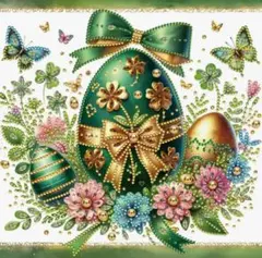 グリーンイースターエッグ　30×30 クリスタルビーズダイヤモンドアートキット