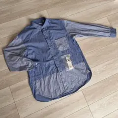 値下中❗️UNIQLO+JスーピマコットンオーバーサイズシャツLブルー ストライプ