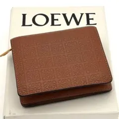 ☆箱付美品☆ロエベ 財布 アナグラムリピート コンパクトジップウォレット 茶色 ☆箱付美品☆ロエベ 財布 アナグラムリピート コンパクトジップ