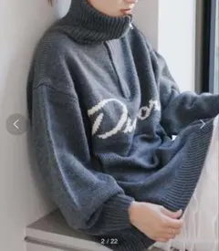 kastane カスタネ ハイネックZIPロゴニット オーバーサイズ