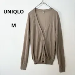 【美品】ユニクロ　ライトVネックカーディガン　シアー　長袖　ベージュ　M