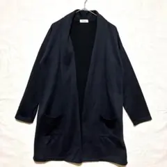 Navy ショールカラー ロングカーディガン 黒 XL 体型カバー 伸縮性のサムネイル