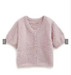 グレイル　GRL フェザーニット半袖カーディガン ピンク