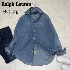 ラルフローレン ダンガリーシャツ デニムシャツ L オーバーサイズ マルチポニー