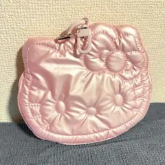 ハローキティ　ふわぷくウインター　キルティングポーチ　フェイス型　パスケース