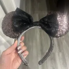 ミッキーミニー耳カチューシャ 黒と金のラメ 新品