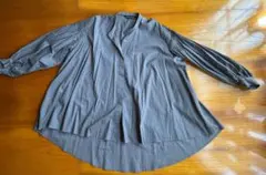 mizuiroind バンドカラー ロングシャツ ネイビー 体系カバー ゆったり 