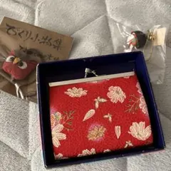 【新品・箱付き】赤系 花柄 和柄財布