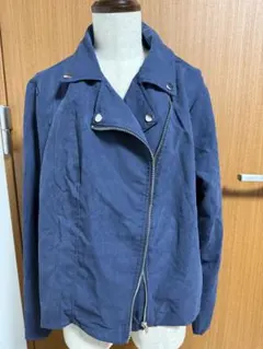 ネイビー ライダースジャケット