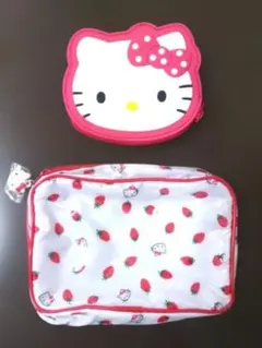 ハローキティ・イチゴ柄ポーチ&ラバーコインケース
