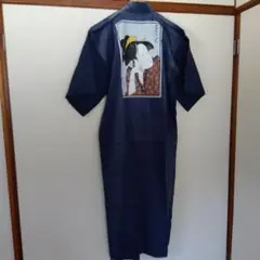 浮世絵プリント ネイビー 浴衣