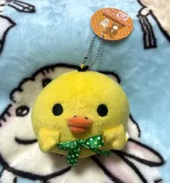 リラックマ☆ボールチェーン付きドットリボンまんまるぬいぐるみ　キイロイトリ