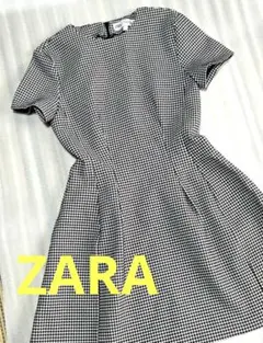 ZARA 千鳥柄　半袖　ミニワンピース　X Sサイズ
