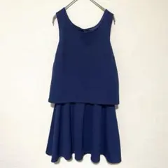 rienda ノースリーブ ワンピース 紺 フレアスカート 膝丈 美品 M