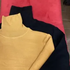 ★《POLAディニュー》リブ編みタートルネック長袖セーター2点セット　M