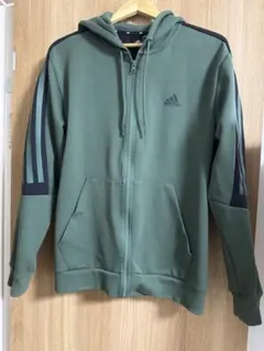 adidas オリーブグリーン フード付きパーカー XL