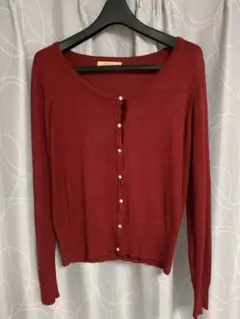 カーディガン　マジェンダ　レッド