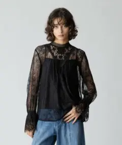 新品未使用　アルアバイル　レースBOHOブラウス　ブラック　ルルウィルビー