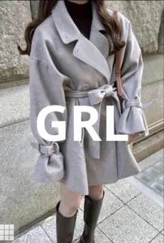 【GRL】グレイル襟2Wayリボンベルト付きショート丈コート[kz159]
