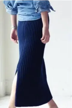 MADISON BLUE ボトル ワッフルニット ロングスカートネイビーのサムネイル