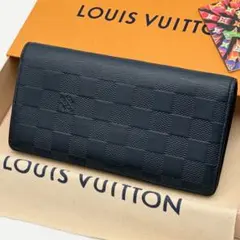 ルイヴィトン ダミエアンフィニ ブラザ 長財布 ネイビー 紺色
