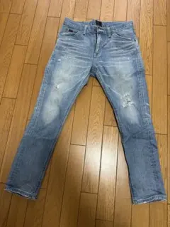 ナノユニバースLeeスキニーデニム ライトブルー ダメージ加工