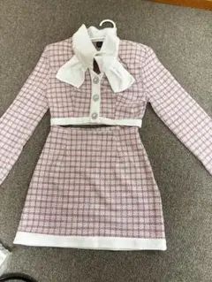 ピンクチェック セットアップ スカート