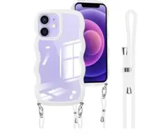 iPhone12用ケース　ショルダーストラップ　首掛け　肩掛け　韓国　白