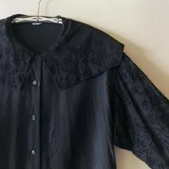 vintage セーラー襟 ブラウス ブラック80s 90s