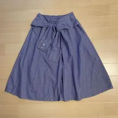 BACK NUMBERストライプ フレアスカート 袖リボン付きのサムネイル