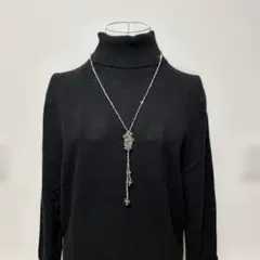 ロングネックレス シルバー ビーズ装飾