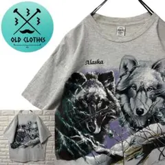【VINTAGE】90s アニマル Tee 両面 大判プリント オオカミ XXL