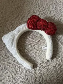 USJ ユニバ ハローキティ リボン付きカチューシャ 白 赤