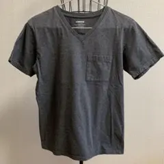 ナノユニバース メンズS VネックTシャツ ダークグレー ポケット