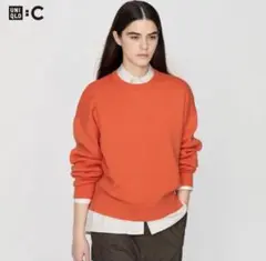 ☆ユニクロ UNIQLO：C スムースコットンクルーネックセーター☆オレンジ L