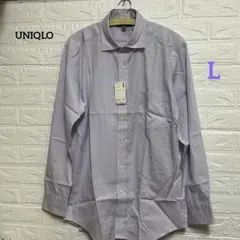 7d179 ユニクロ ファインクロス ストライプシャツ 長袖 L