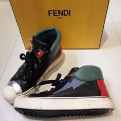 【良品】FENDI　フェンディ　スニーカー　モンスター　スタッズ　レザー　38のサムネイル